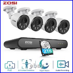 ZOSI 5MP POE CCTV System 4MP Audio Record Security Camera 8CH NVR with 2TB HDD