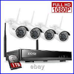 ZOSI 8CH 1080P CCTV Wireless Security Camera System WiFi IP Outdoor 2TB 1TB NVR