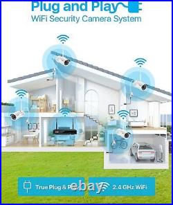 ZOSI 8CH 2K Wireless CCTV WiFi IP Camera 3MP NVR Security System +2TB Hard Drive