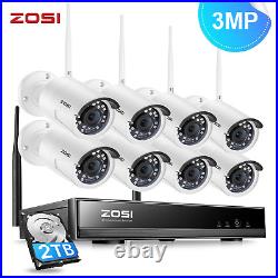 ZOSI 8CH 3MP Wireless CCTV WiFi Camera Security System With 2TB Hard Drive NVR