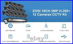 ZOSI CCTV 1080p 16 channel Home Security Camera System Kit 4TB HDMI DVR Outdoor