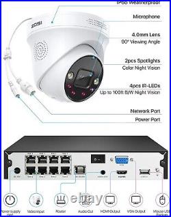 ZOSI POE CCTV Security Camera System 5MP AI Detection 4K NVR With 2TB Hard Drive