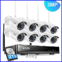 ZOSI Wireless CCTV WiFi Camera Security System With Hard Drive 8CH NVR Outdoor